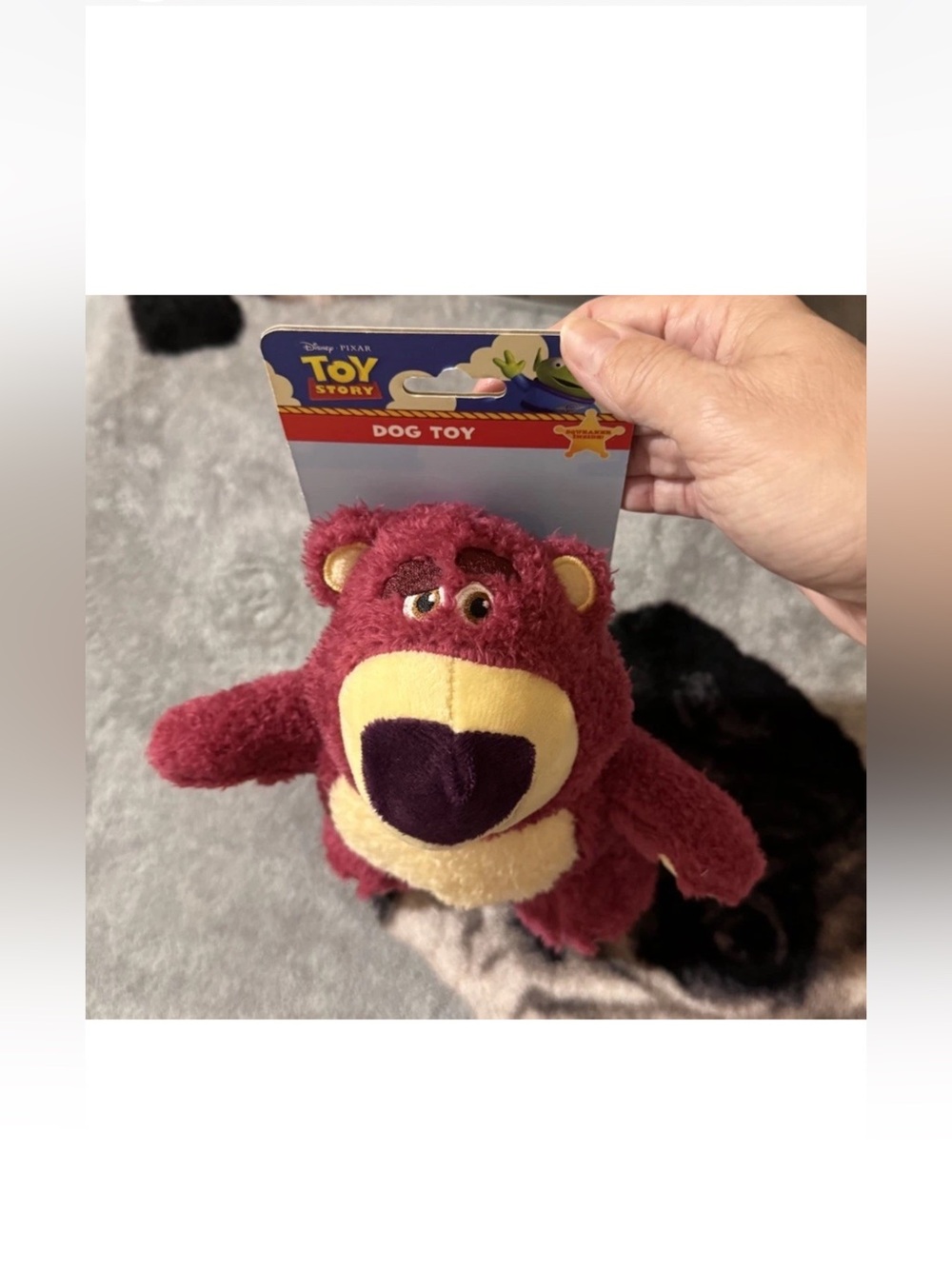 Disney Lotso Plush Dog Toy - Magenta and Cream Bear